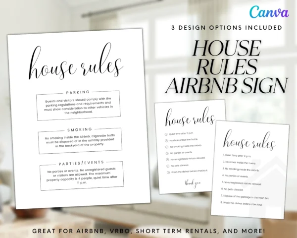 Airbnb House Rules Sign